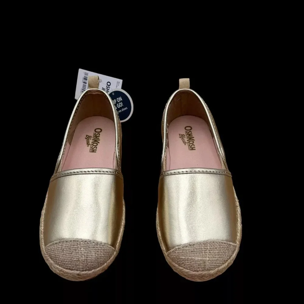 Oshkosh Toddler/Little Girls Slip-on Casual Shoe Size 10 Gold Metallic‎ Finish